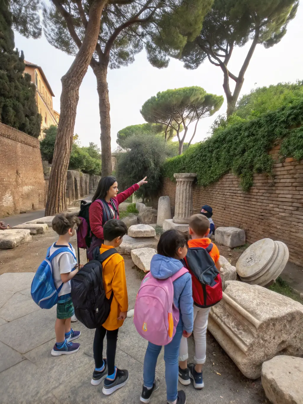 A group of children participating in a REALLONNAIS HERITAGE-led tour of local historical sites, emphasizing the organization's commitment to educating the youth.